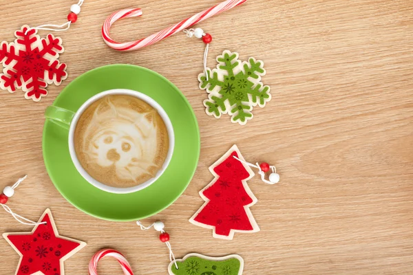 Christmas decor and coffee cup — Stock Photo, Image