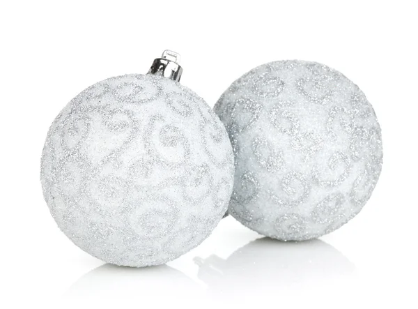 Silver christmas baubles — Stock Photo, Image