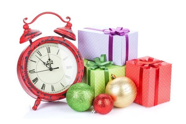 Jul klocka, presentförpackning och inredning — Stockfoto