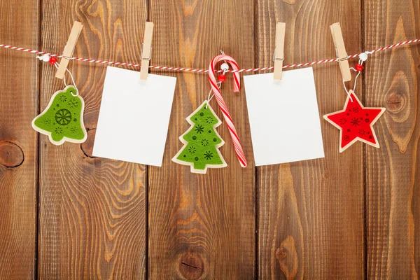 Photo frames and Christmas decor — Stock Photo, Image