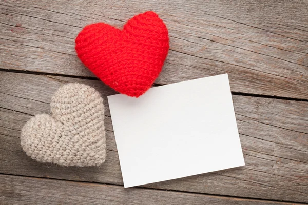 Photo frame  and  toy hearts — Stock Photo, Image