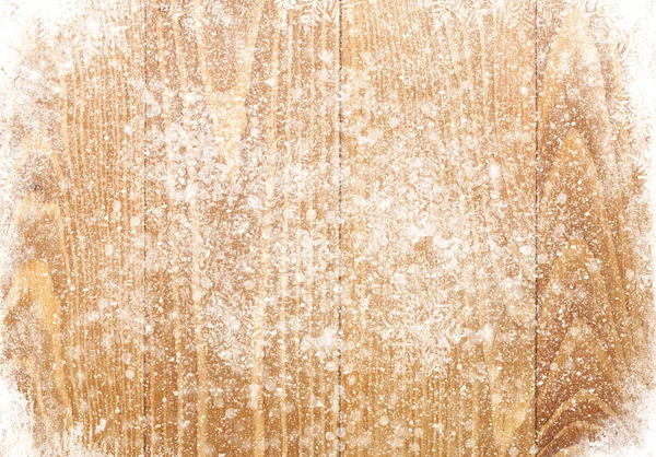 Textura de madera vieja con nieve — Foto de Stock