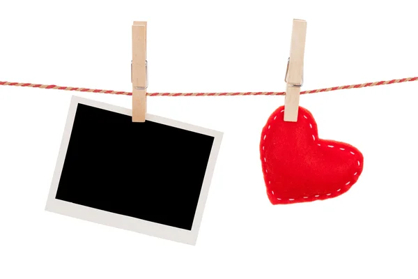 Photo frame and valentines day heart — Stock Photo, Image