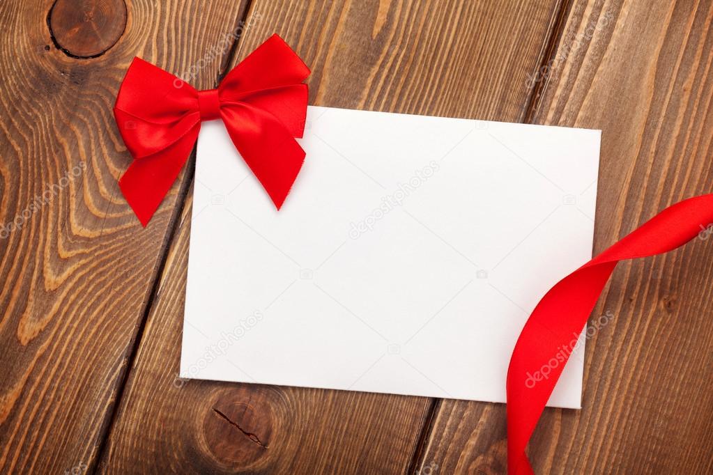 Valentines day greeting card with ribbon
