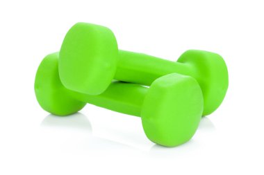 Two green dumbells clipart