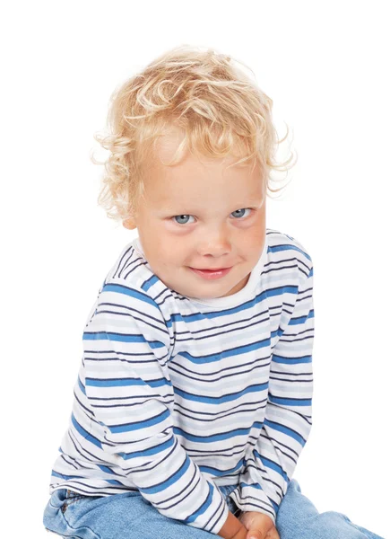 Curly hair and blue eyes baby — Stock Photo, Image