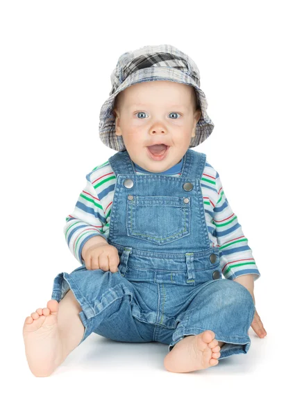 Pequeno menino bonito em jeans — Fotografia de Stock