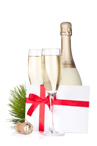 Champagne and gift letter — Stock Photo, Image