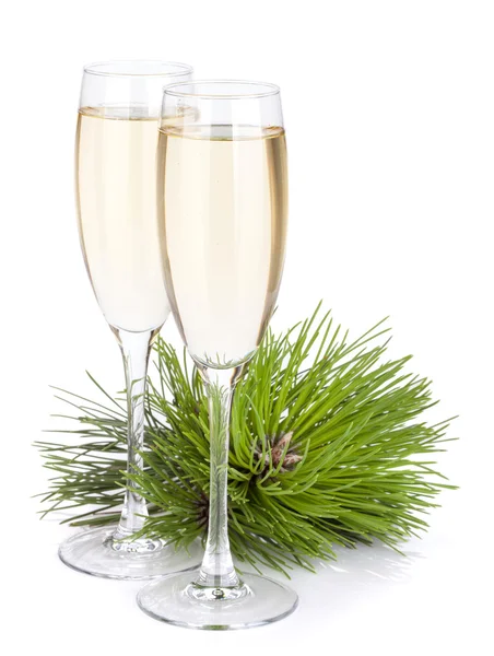 Champagneglazen en firtree — Stockfoto