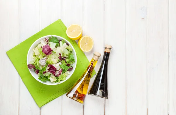 Fresh healthy salad and condiments — Stock Photo, Image