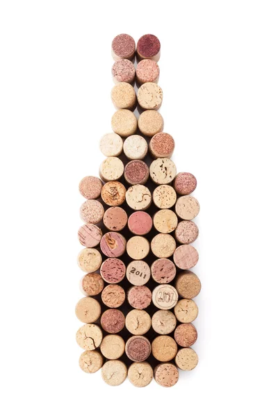 Wine shaped bottle by corks — Stock Photo, Image