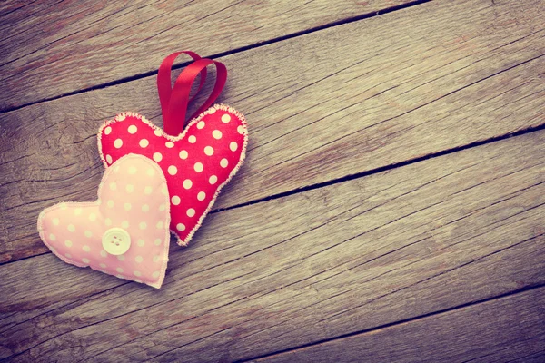 Valentines day background with toy hearts — Stock Photo, Image