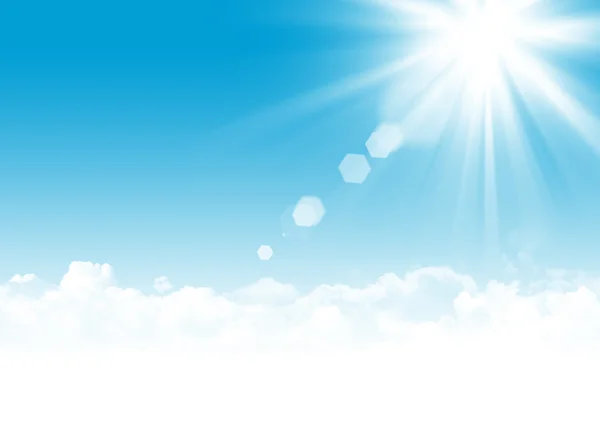 Blue sky, clouds and sun abstract illustration — Stock Photo, Image