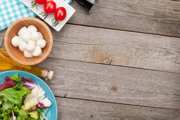 Fresh healthy salad, tomatoes, mozzarella — Stock Photo, Image