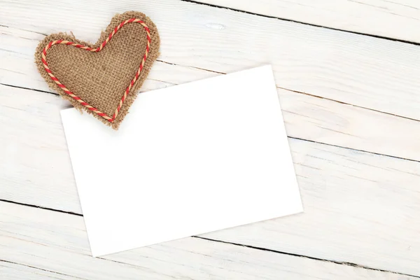 Foto frameand handmaded de dag van Valentijnskaarten speelgoed hart — Stockfoto