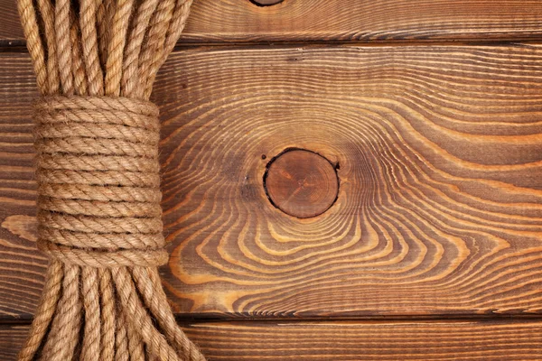 Fondo de madera con cuerda marina — Foto de Stock