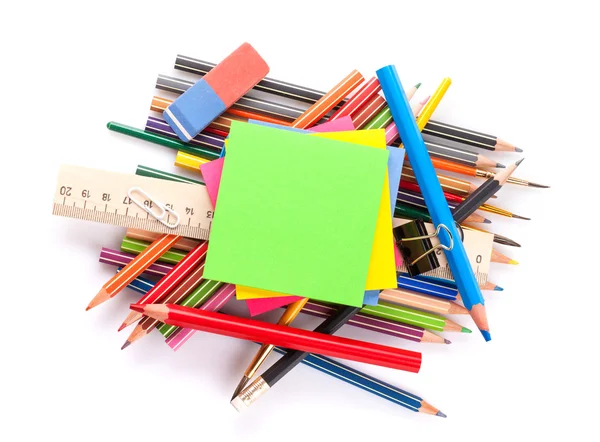 School en office supplies heap — Stockfoto