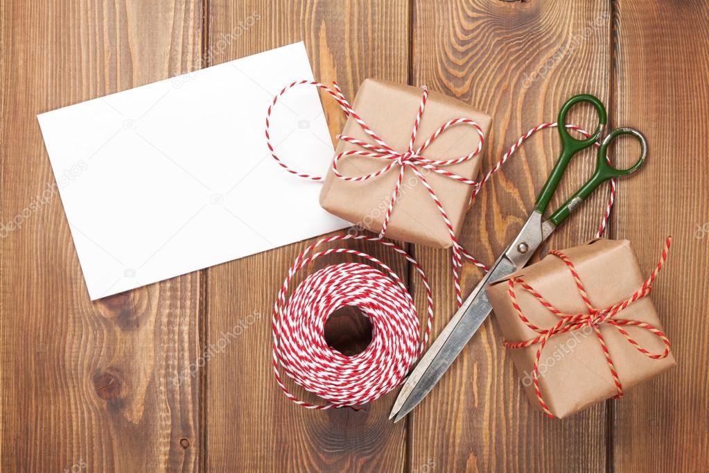 Gifts wrapping with greeting card