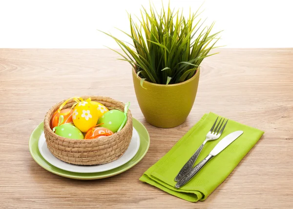Easter eggs with silverware — Stock Photo, Image