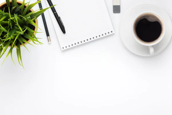 Office desk table with supplies