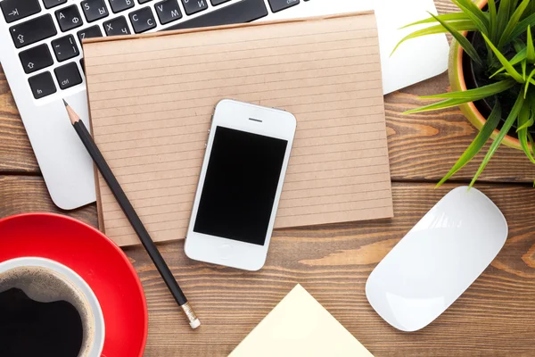 Office desk table with computer — Stock Photo, Image