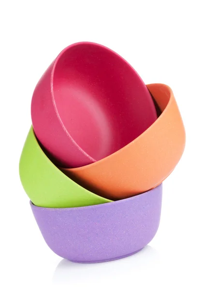 Colorful plastic bowls — Stock Photo, Image