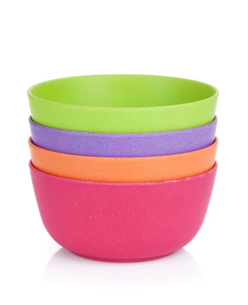 Colorful plastic bowls — Stock Photo, Image