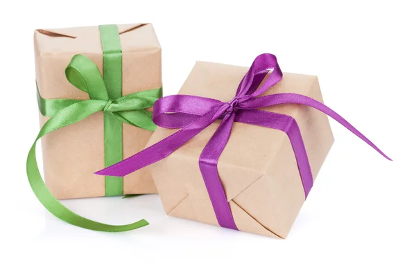 Gift boxes with ribbons — Stock Photo, Image