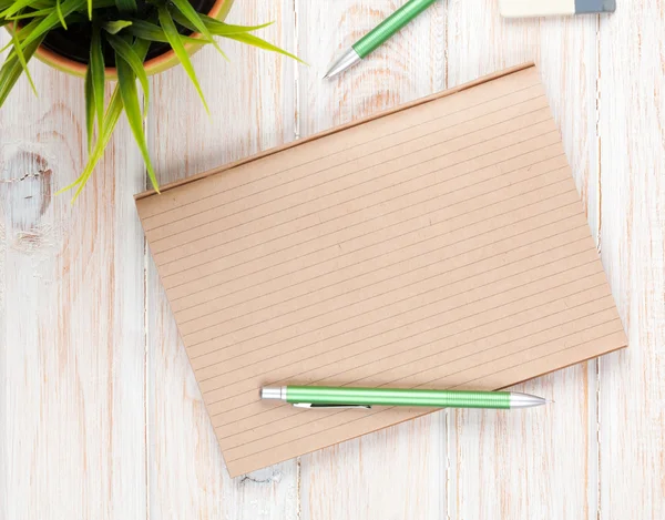 Office desk table with supplies — Stock Photo, Image