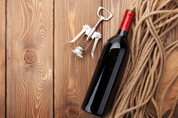 Red wine  and corkscrew