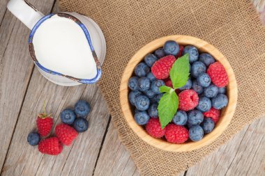 Yaban mersini ve ahududu ve süt