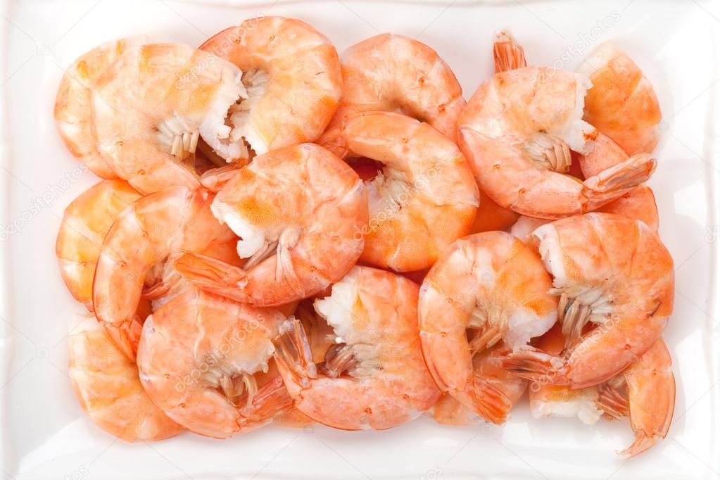 Cooked shrimps on plate