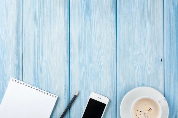 Coffee cup, smartphone and blank photo — Stock Photo, Image