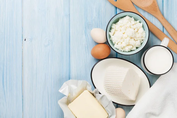 Dairy products. Top view with copy space — Stock Photo, Image