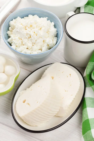 Sour cream, milk and cheese — Stock Photo, Image