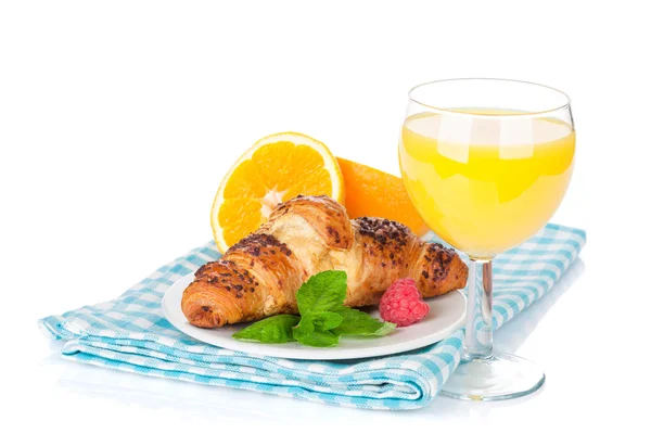 Orange juice and fresh croissant — Stock Photo, Image