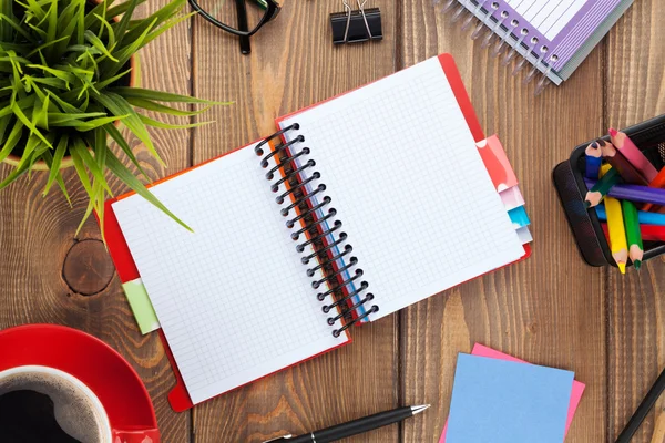 Office table with flower — Stock Photo, Image