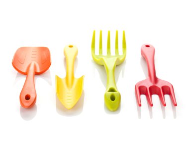 Tuingereedschap op wit