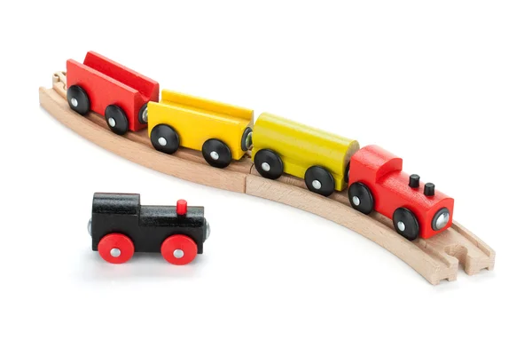 Zabawki drewniane pociągów — Zdjęcie stockowe