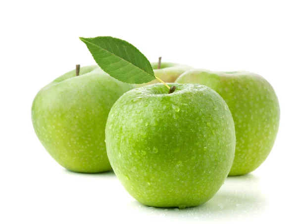 Four ripe green apples — Stock Photo, Image