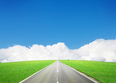Asfalt yol ile yeşil alan