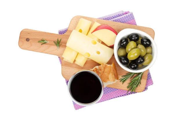 Červené víno se sýrem — Stock fotografie