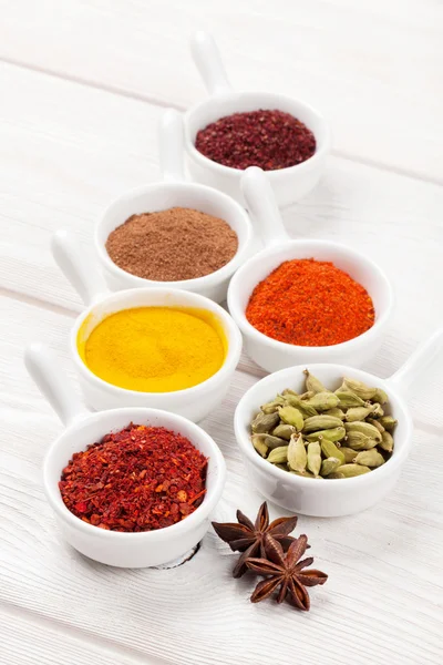 Various spices in bowls — Stock Photo, Image