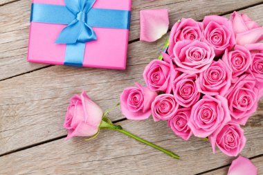 Valentines day with gift box with roses