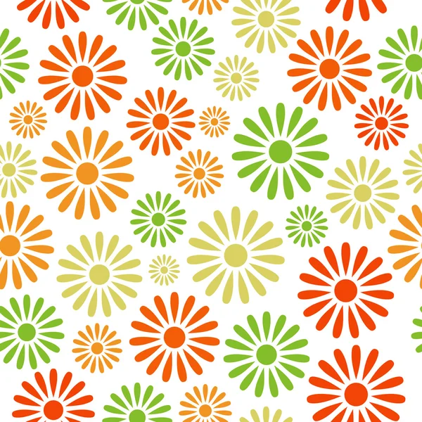 Olika färgglada blommor seamless mönster — Stock vektor