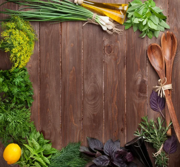 Fresh garden herbs and condiments — Stock Photo, Image