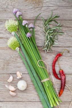 Taze ot ve baharat Bahçe masada