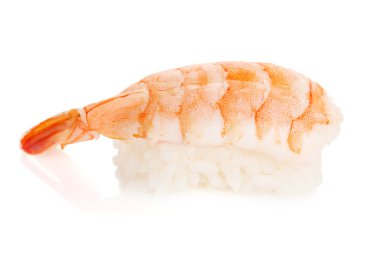 karides suşi beyaz zemin üzerine