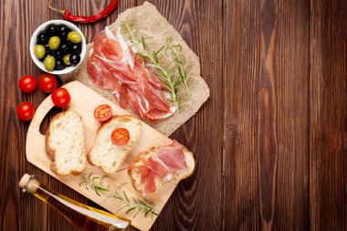 Bruschetta malzemeler Üstten Görünüm