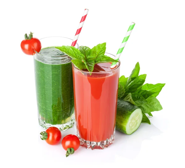 Färsk grönsak smoothie. Tomat, gurka — Stockfoto